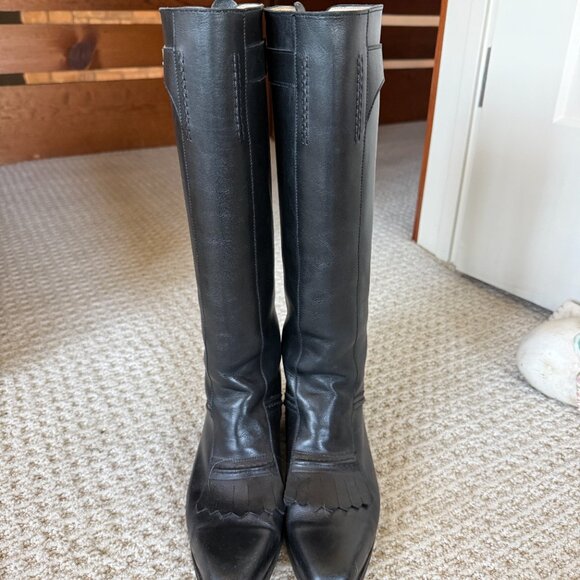 Manolo Blahnik Black Leather Tall Riding Boots – Made in Italy – Size 37.5 - Picture 6 of 16